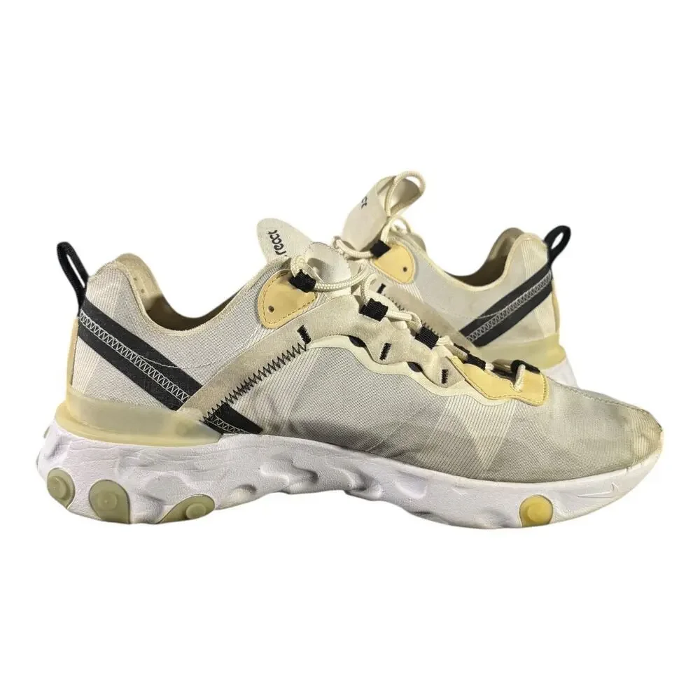 Nike React Element 55 Men’s Size 13 Pale Yellow White Running Lifestyle Sneakers